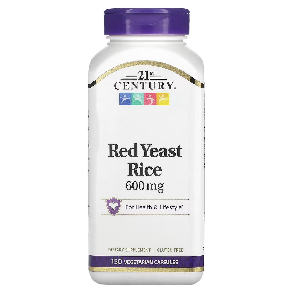 Червоний дріжджовий рис 21st Century Red Yeast Rice 600 mg, 150 вегакапсул