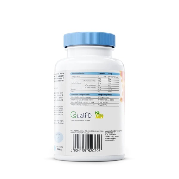 Витаминный комплекс Osavi ADEK Vitamins, 120 капсул жирорастворимых витаминов. Фото 3