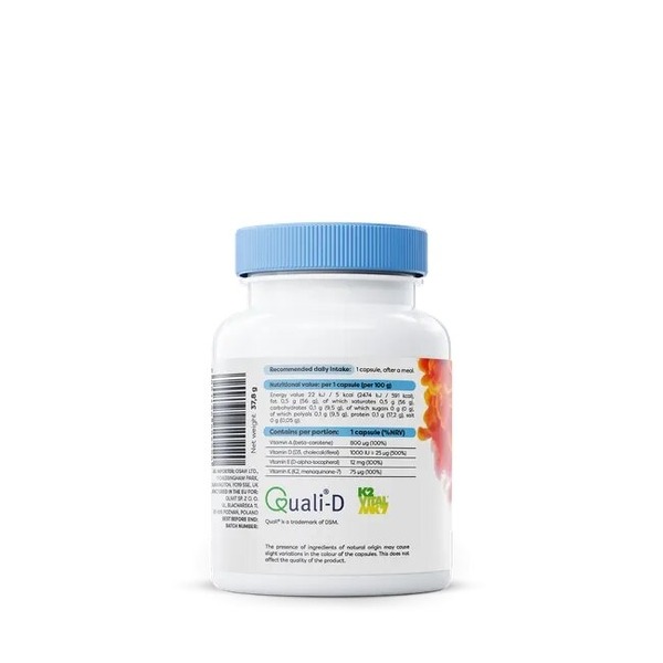Вітамінний комплекс Osavi ADEK Vitamins, 60 капсул жиророзчинних вітамінів. Фото 3