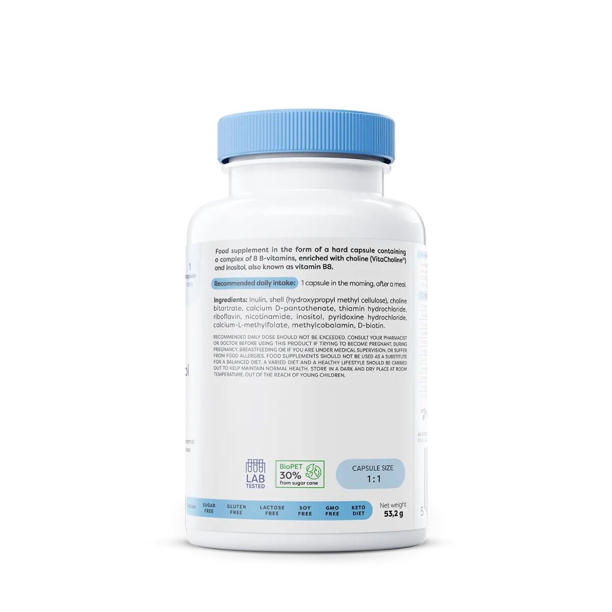 Комплекс вітамінів групи B Osavi B-complex with choline & inositol, 120 капсул з холіном і інозитолом. Фото 2