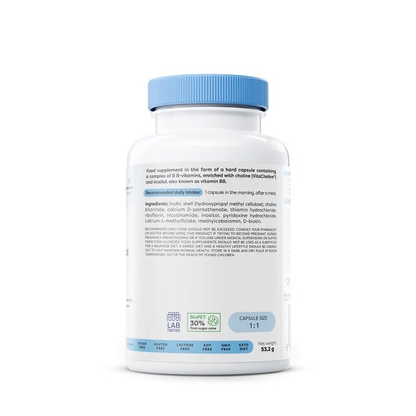 Комплекс вітамінів групи B Osavi B-complex with choline & inositol, 120 капсул з холіном і інозитолом. Фото 2