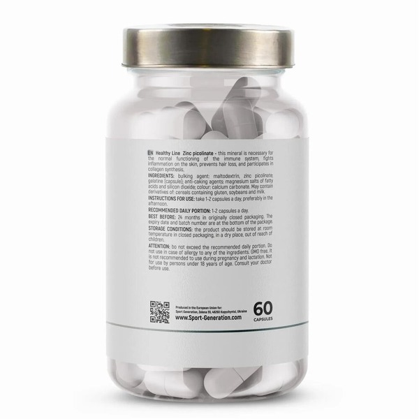 Піколінат цинку Sport Generation Healthy Line Zinc Picolinate, 60 капсул. Фото 3