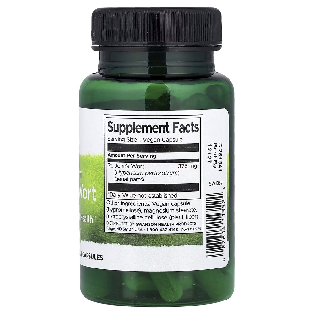 Звіробій продірявлений Swanson St. John's Wort 375 mg, 60 вегакапсул. Фото 2