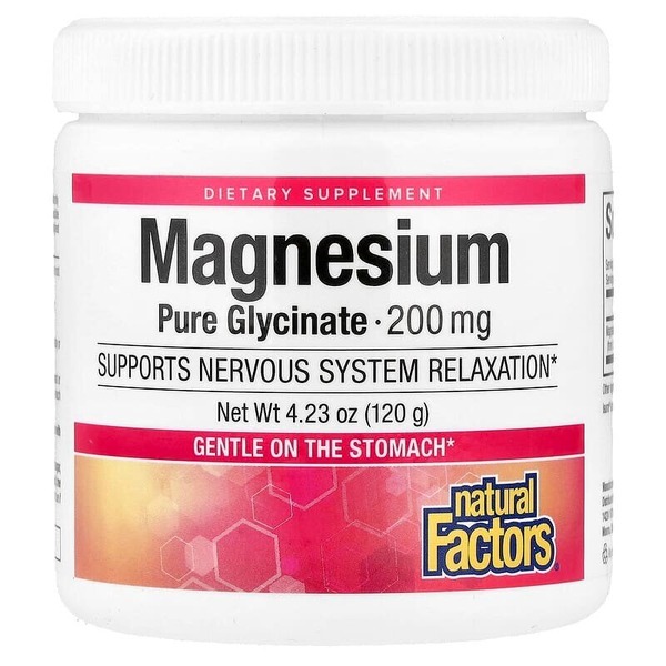 Магній бісгліцинат Natural Factors Magnesium Bisglycinate 200 mg, 120 грам