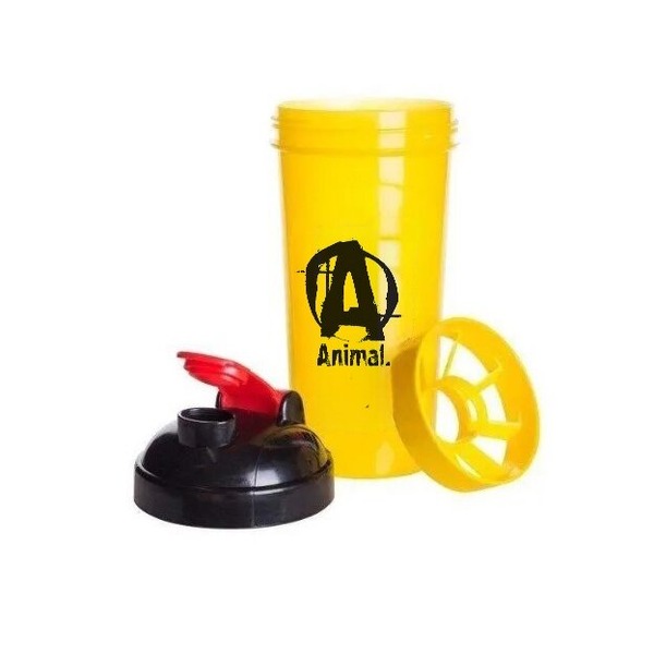 Шейкер Universal Nutrition Animal Shaker 700 мл, жовтий із чорно-червоною кришкою. Фото 2