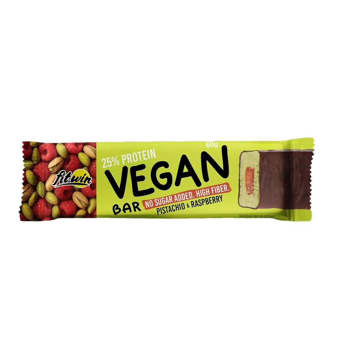 Веганський батончик FitWin Vegan Bar, 60 грам - Фісташка-малина