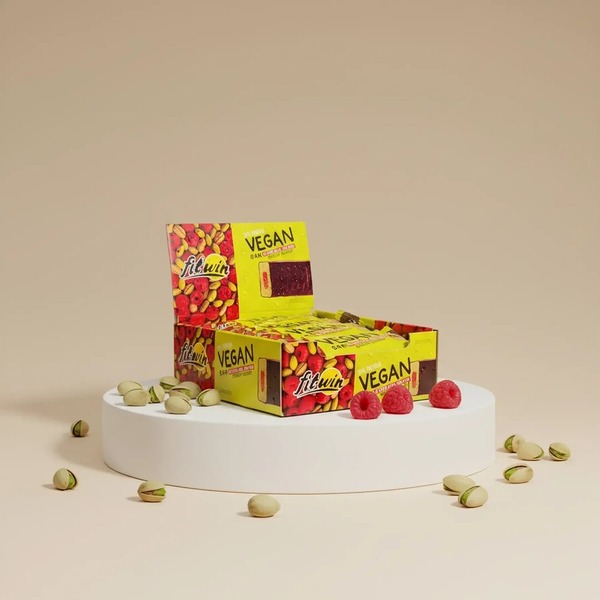 Блок веганських батончиків FitWin Vegan Bar, 12*60 грам - Фісташка-малина