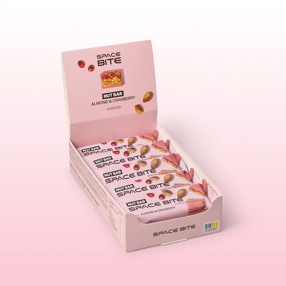 Блок батончиков Spacefood Space Bite Nut Bar, 10*40 грамм - Клюква-миндаль