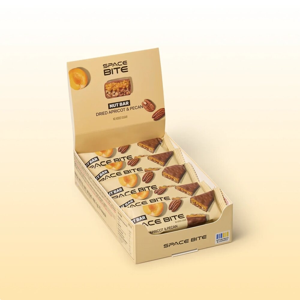 Блок батончиков Spacefood Space Bite Nut Bar, 10*40 грамм - Курага -пекан