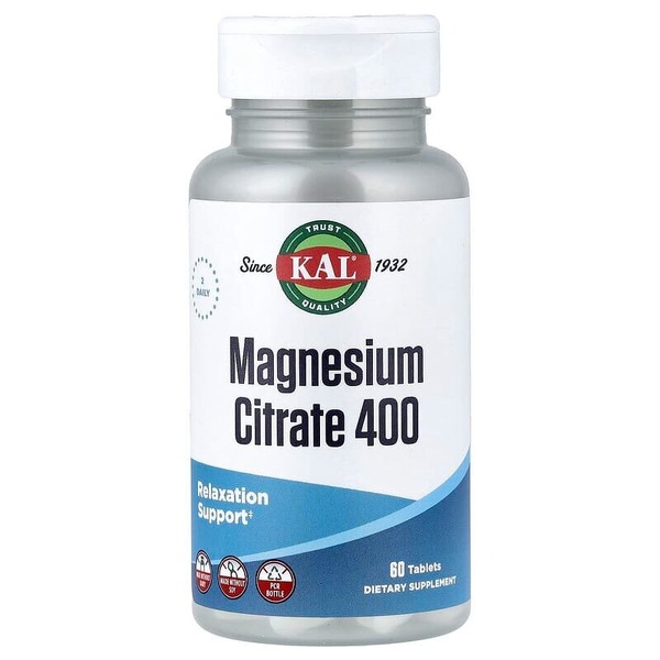 Вітаміни та мінерали KAL Magnesium Citrate 400 mg, 60 таблеток