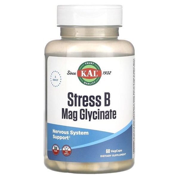 Вітаміни та мінерали KAL Stress B Mag Glycinate, 60 вагакапсул