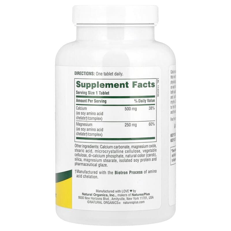 Кальций и магний Natures Plus Cal/Mag 500 mg/250 mg, 180 таблеток. Фото 2