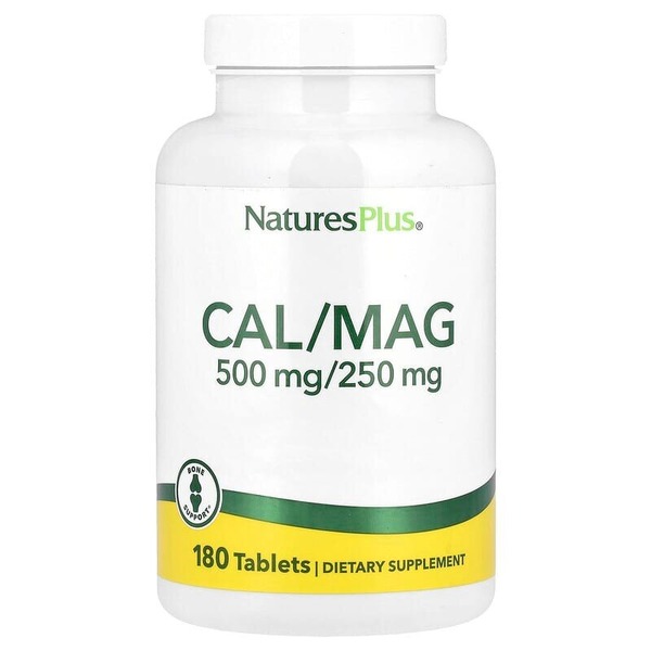 Кальций и магний Natures Plus Cal/Mag 500 mg/250 mg, 180 таблеток
