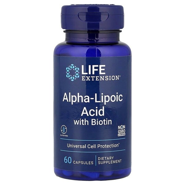 Натуральна добавка Life Extension Alpha-Lipoic Acid with Biotin, 60 капсул