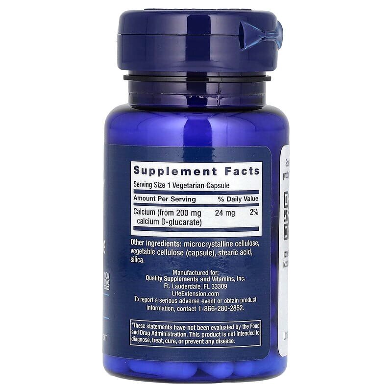 Вітаміни та мінерали Life Extension Calcium D-Glucarate 200 mg, 60 вегакапсул. Фото 2