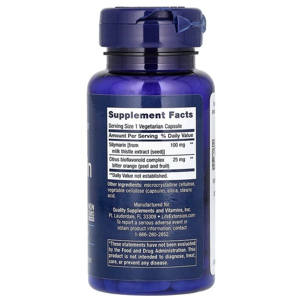 Натуральна добавка Life Extension Silymarin 100 mg, 90 вегакапсул. Фото 2