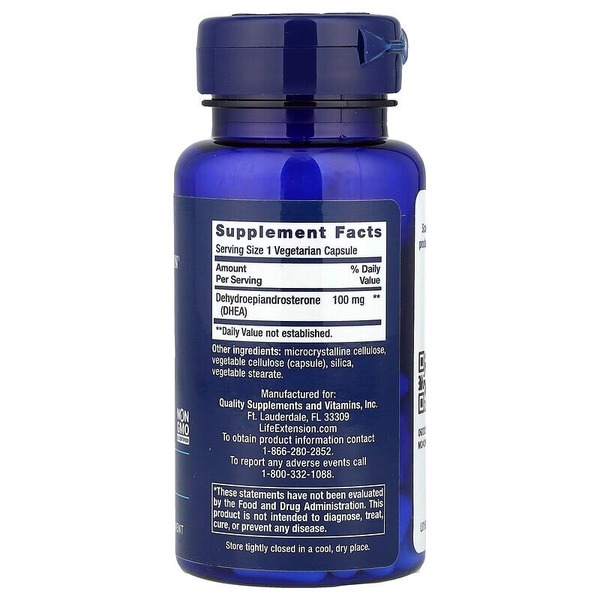 Стимулятор тестостерона Life Extension DHEA 100 mg, 60 вегакапсул. Фото 2