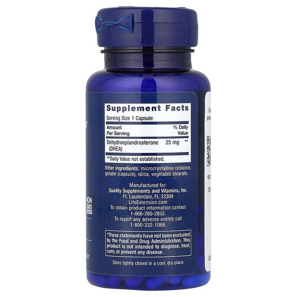 Стимулятор тестостерона Life Extension DHEA 25 mg, 100 капсул. Фото 2