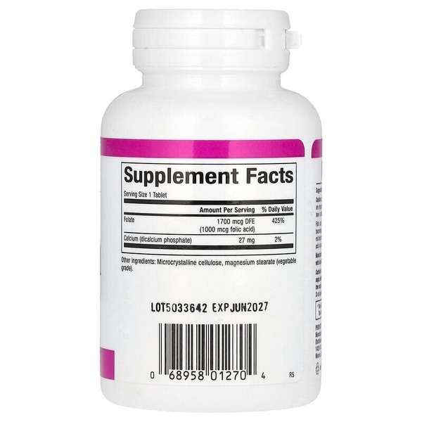 Витамины и минералы Natural Factors Folic Acid 1000 mcg, 90 таблеток. Фото 2