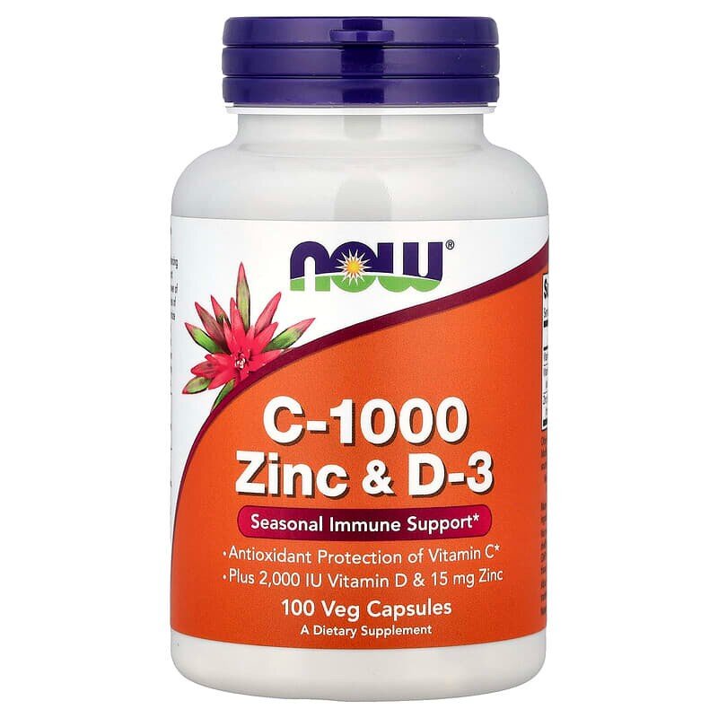 Вітаміни та мінерали NOW Vitamin C-1000 Zinc & D-3, 100 вегакапсул