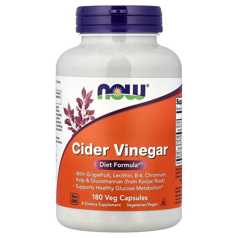 Яблучний оцет NOW Cider Vinegar, 180 капсул