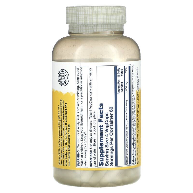 Витамины и минералы Solaray Calcium Citrate, 1000 mg. Фото 2