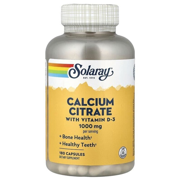 Вітаміни та мінерали Solaray Calcium Citrate with Vitamin D3, 180 капсул