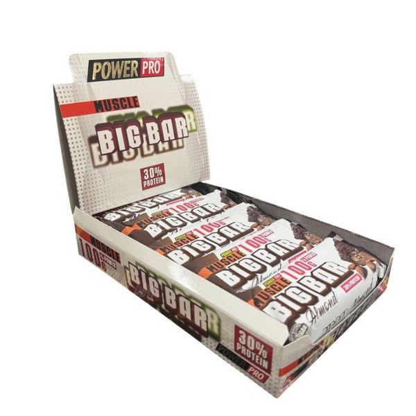 Блок батончиков Power Pro Muscle Big Bar 30% Protein, 10*100 грамм - Миндаль