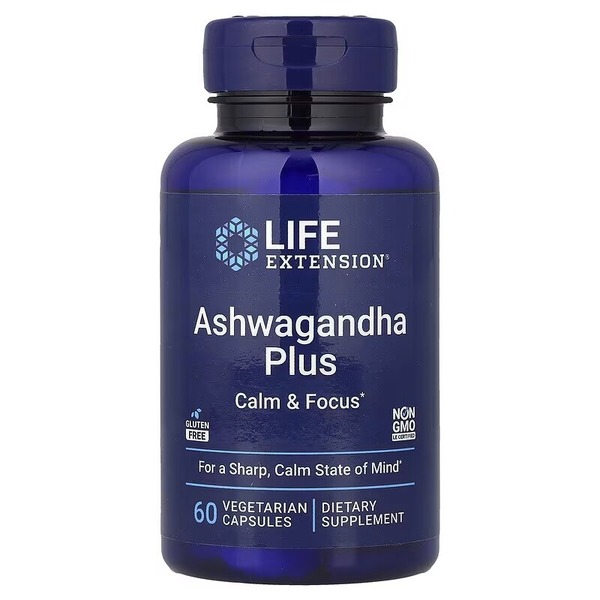 Ашваганда і мʼята Life Extension Ashwagandha Plus, 60 вегакапсул