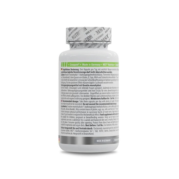 Креатин моногидрат MST Nutrition Creatine PRO Creapure, 90 капсул. Фото 3