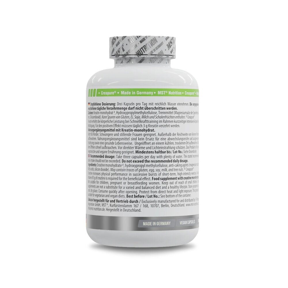 Креатин моногидрат MST Nutrition Creatine PRO Creapure, 180 капсул. Фото 3