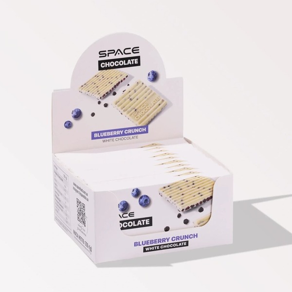 Блок белого шоколада Spacefood Space Chocolate Blueberry Crunch, 10*25грамм
