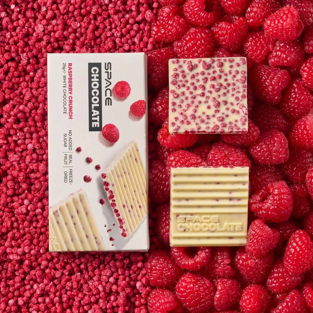 Блок білого шоколаду Spacefood Space Chocolate Raspberry Crunch, 10*25 грам. Фото 4