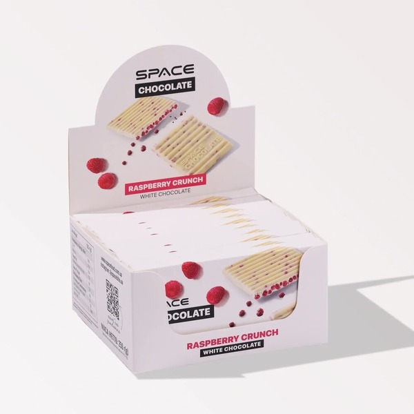 Блок білого шоколаду Spacefood Space Chocolate Raspberry Crunch, 10*25 грам