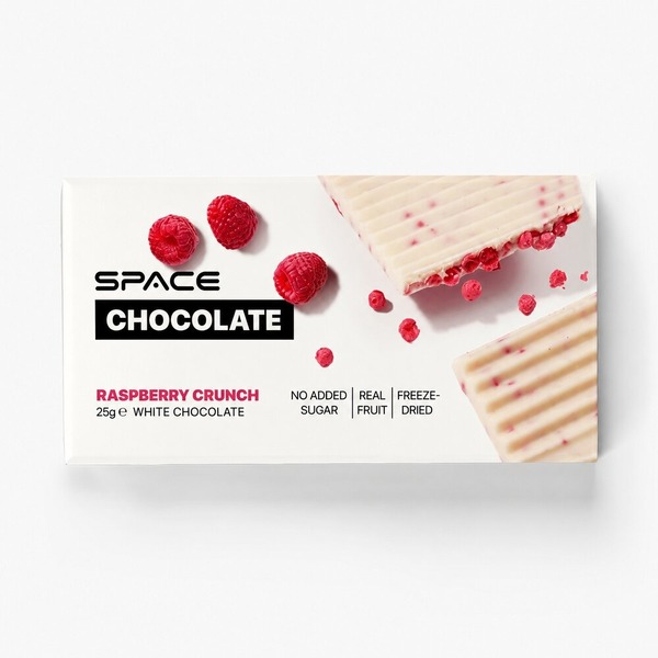 Блок білого шоколаду Spacefood Space Chocolate Raspberry Crunch, 10*25 грам. Фото 2