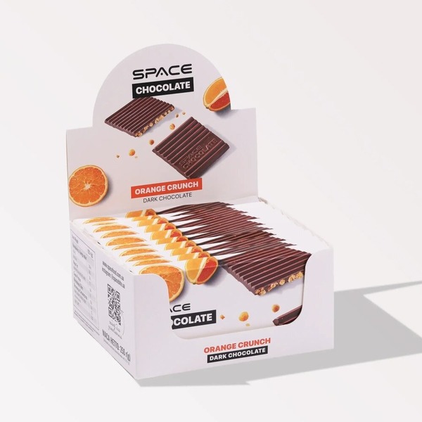 Блок темного шоколада Spacefood Space Chocolate Orange Crunch, 10*25 грамм