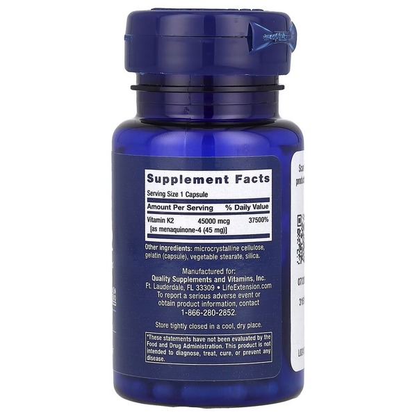 Вітамін K2 MK-4 Life Extension Mega Vitamin K2 45000 mcg, 30 капсул. Фото 2