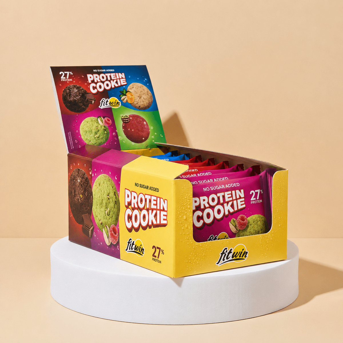Мікс протеїнового печива FitWin Protein Cookie 27%, 8*40 грамів MIX