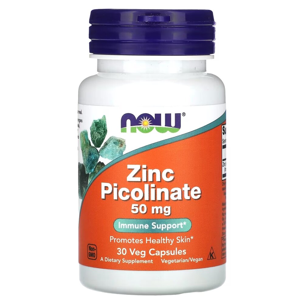 Цинк пиколинат NOW Zinc Picolinate 50 mg, 30 вегакапсул для поддержания иммунитета