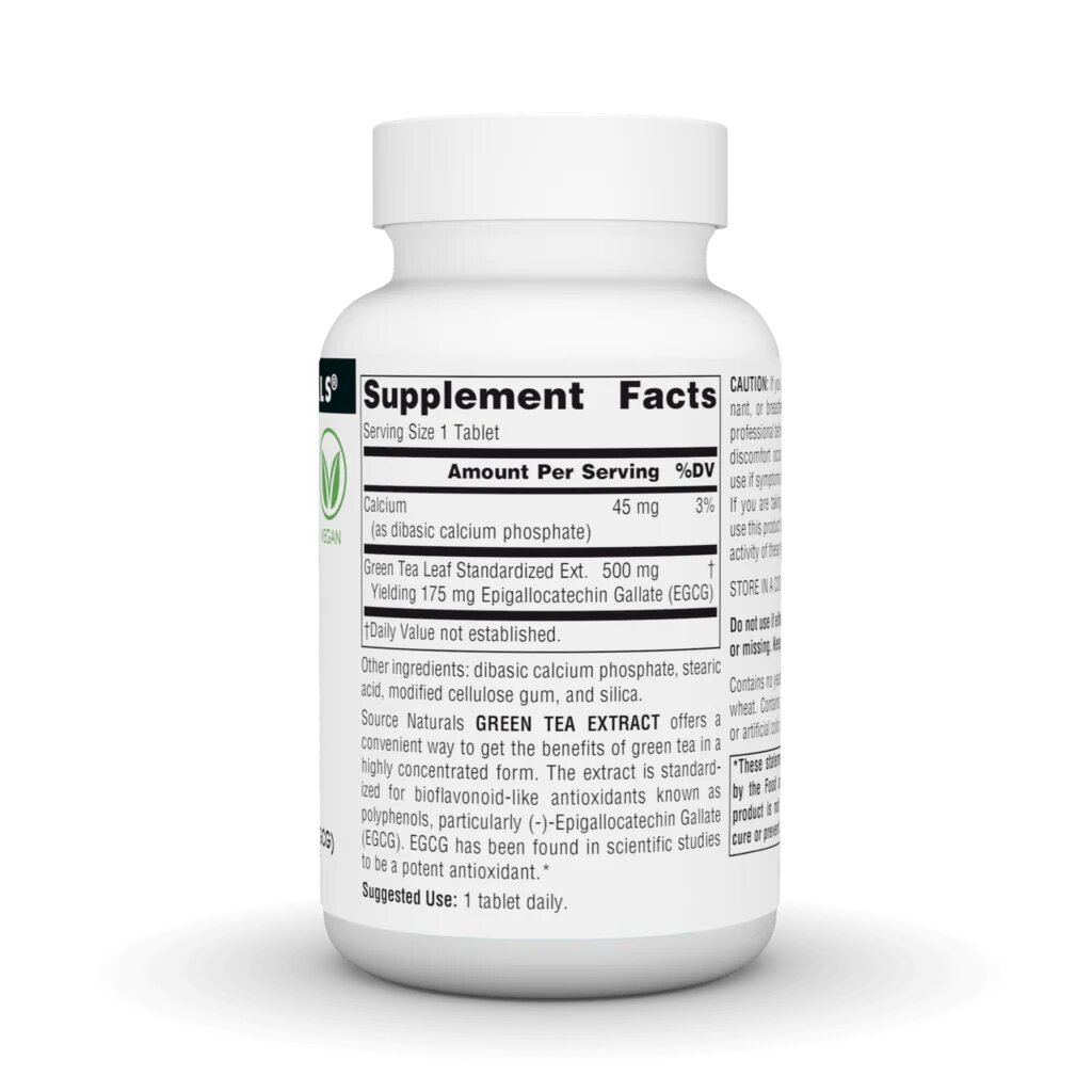 Натуральна добавка Source Naturals Green Tea Extract 500 mg, 60 таблеток. Фото 2