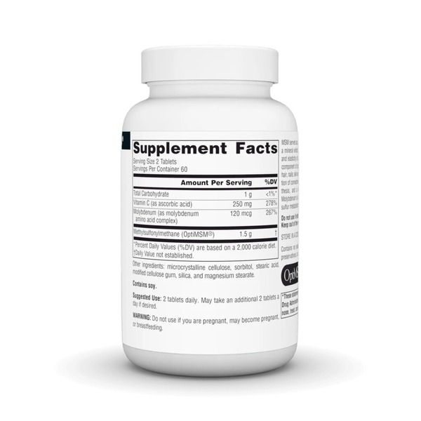 Метилсульфонілметан Source Naturals MSM with Vitamin C 750 mg, 120 таблеток. Фото 2