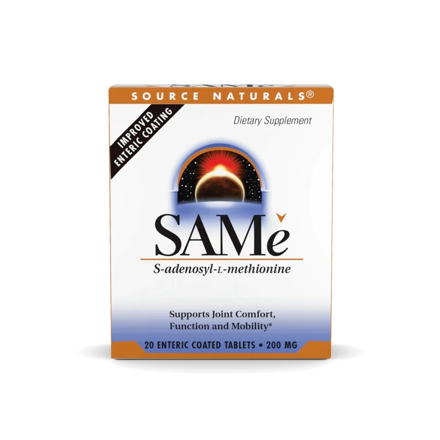 S-аденозил-L-метіонін Source Naturals SAMe 200 mg Enteric Coated, 20 таблеток