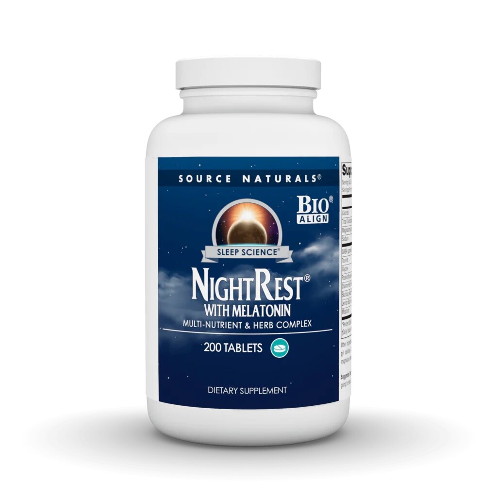 Вечірній комплекс з мелатоніном Source Naturals Sleep Science NightRest with Melatonin, 200 таблеток для гарного сну