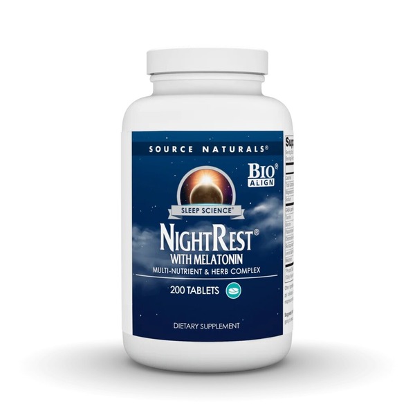 Вечірній комплекс з мелатоніном Source Naturals Sleep Science NightRest with Melatonin, 200 таблеток для гарного сну
