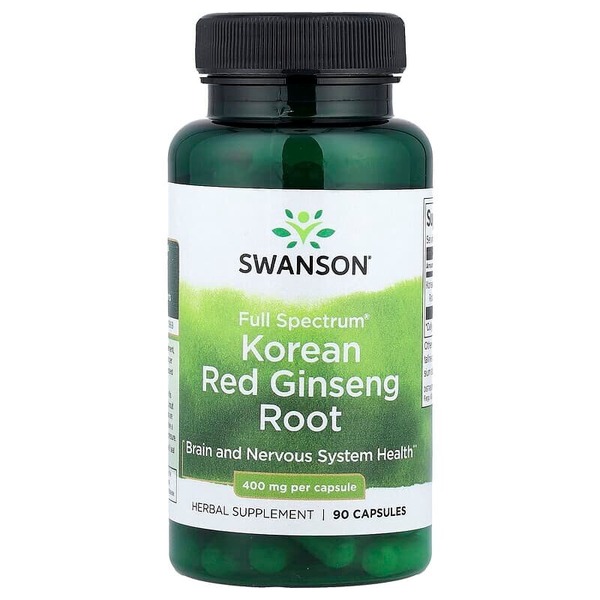 Корень корейского красного женьшеня Swanson Korean Red Ginseng Root 400 mg Full Spectrum, 90 капсул