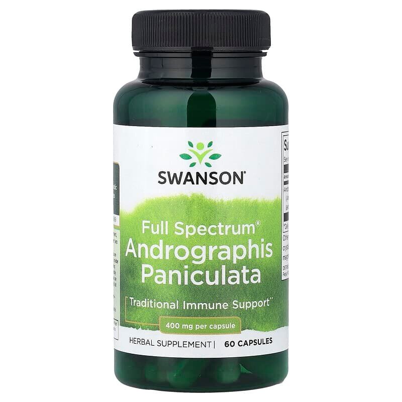 Андрографіс Swanson Andrographis Paniculata 400 mg Full Spectrum, 60 капсул