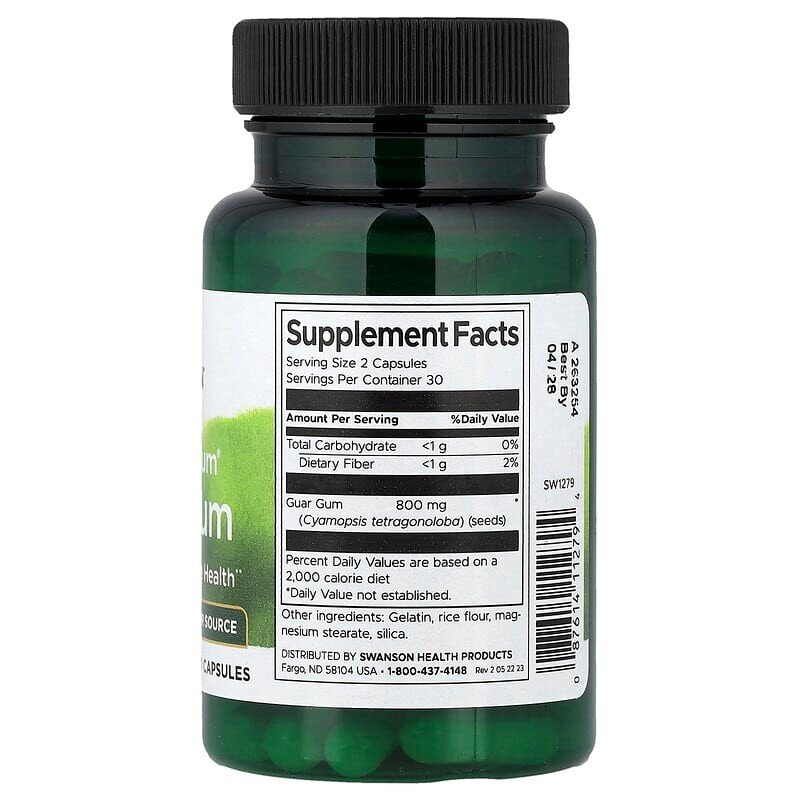 Гуаровая камедь Swanson Guar Gum 400 mg Full Spectrum, 60 капсул. Фото 2
