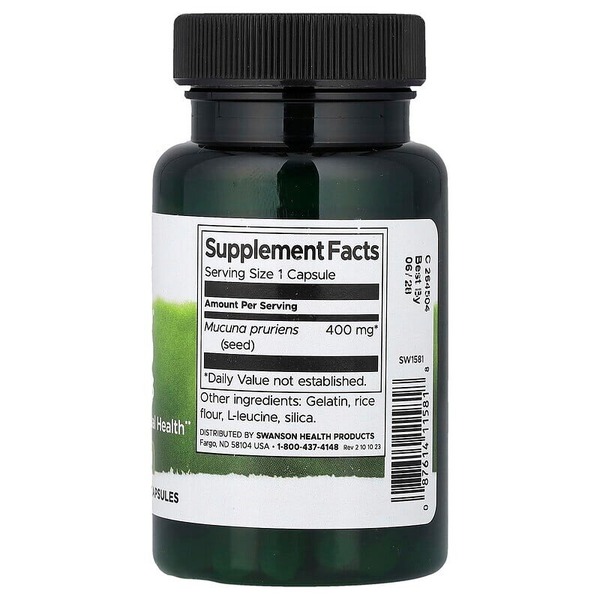 Мукуна пекуча Swanson Mucuna Pruriens 400 mg Full Spectrum, 60 капсул. Фото 2