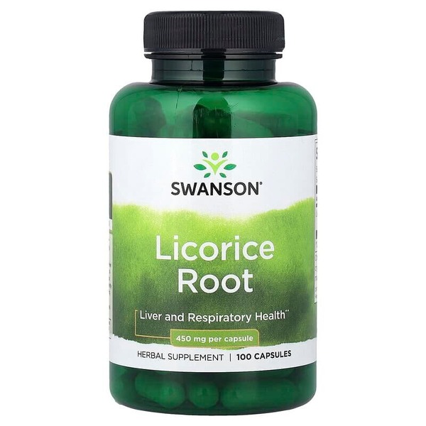 Корень солодки Swanson Licorice Root 450 mg, 100 капсул