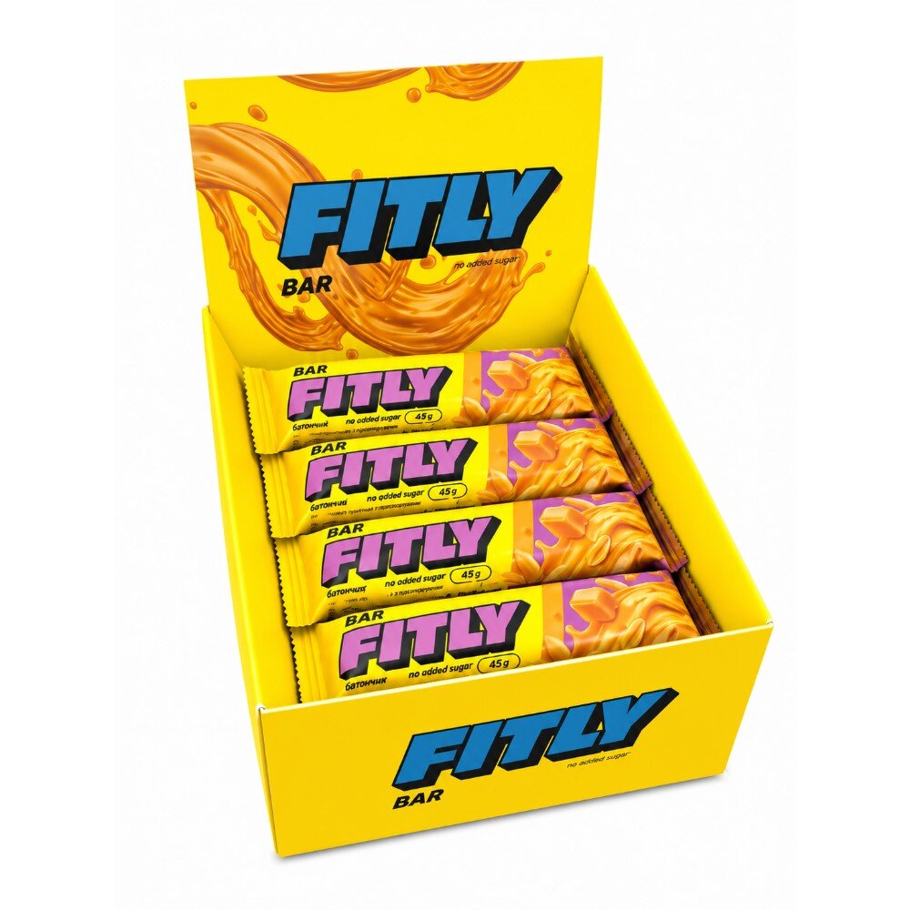 Блок вуглеводних батончиків Fitly Bar No Added Sugar, 12*45 грам. Фото 3